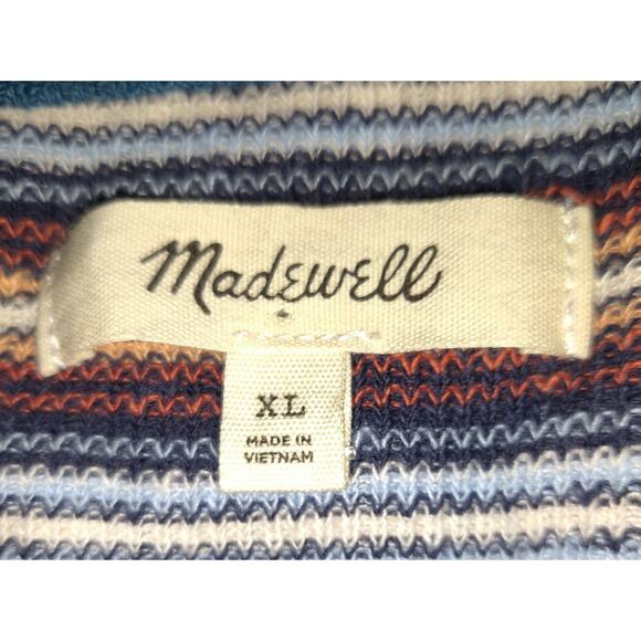 Madewell Cropped Top Striped Camisole Women's XL Teal Knit Store Tag Stretchy - Picture 5 of 13